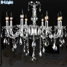 8 светодиодных ламп Современная хрустальная люстра свет Европейский прозрачный Стекло подвесной светильник 100 V-240 V светодиодный в простом стиле для гостиной, спальни, E14 лампа