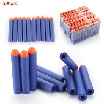 

TAIHONGYU 7.2cm 500pcs Blue Round Hollow Head Refill Toy Gun Bullet Darts for NERF N-Strike Blaster Children Gift