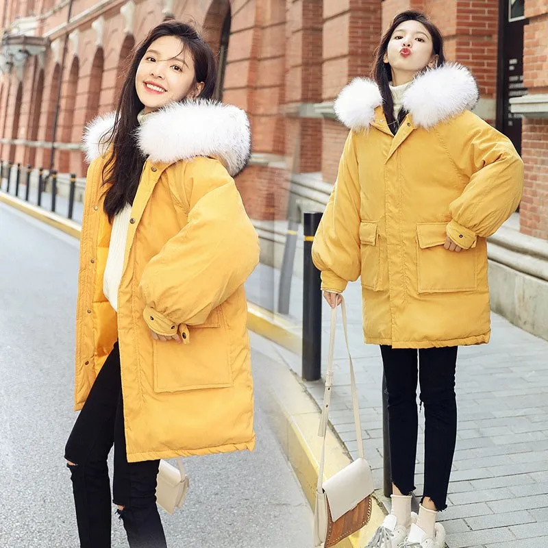 Fourrure noir Veste bleu Parka Hoodies Long Beige Col Femmes De Chaude jaune Automne D'hiver rouge Décontracté Manteaux Parkas 84wq64Sx