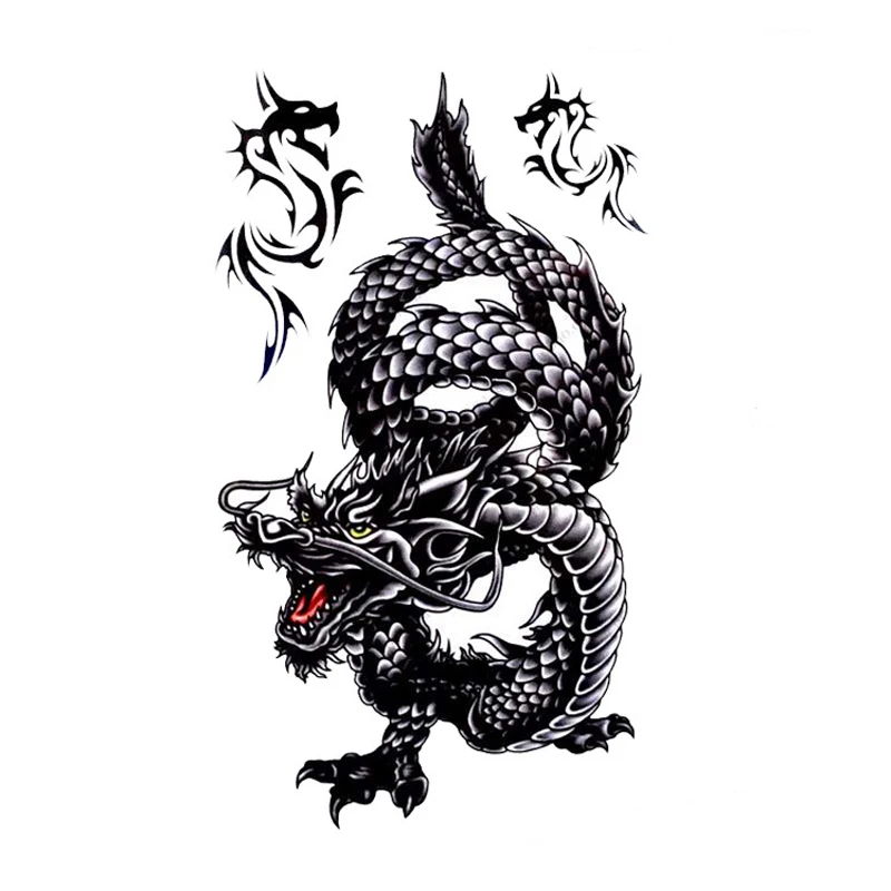 5 шт. Большой временные татуировки творческий дизайн черный дракон рука поддельные татуировки переносить наклейку с татуировкой горячие
