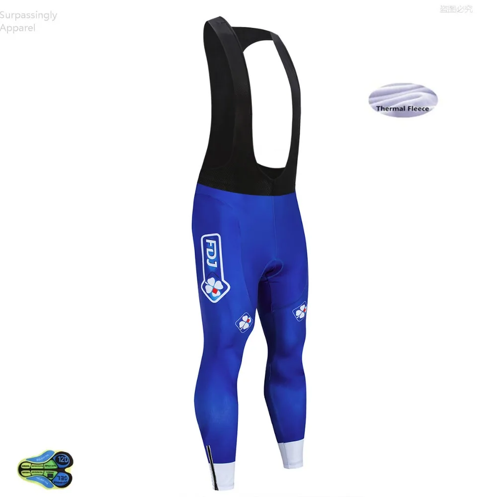 

2019 Bike Bib Pants Winter Men FDJ Cycling BIB Shorts Cycling 12D Pad Bib Pro Blue Cycling Clothing Team Bicycle Sportswear