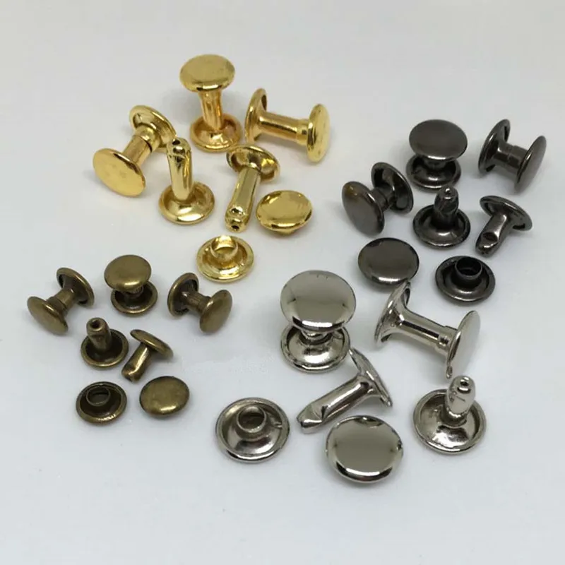 Double faced flat rivet handmade DIY leather tools golden black silver