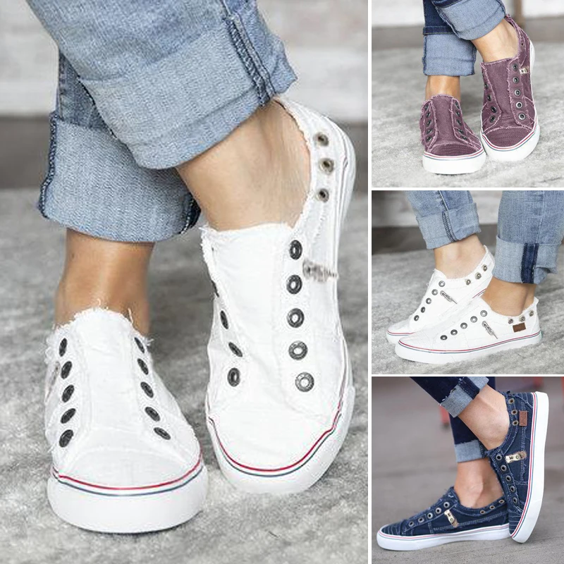 

2019 Women's Canvas Shoes Summer Autumn Flats Single Ladies Shoes Slip-on Solid Color Casual Female Sandals Shoes