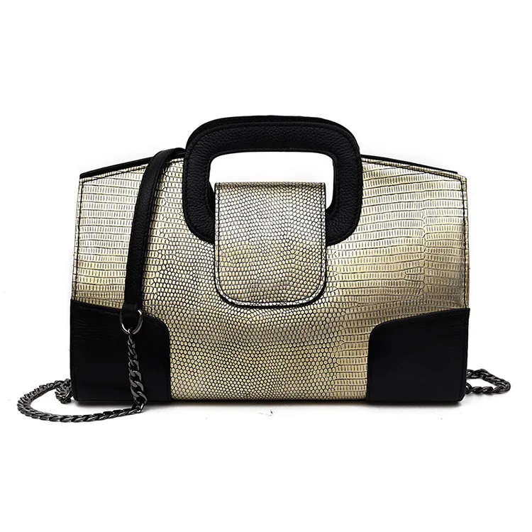 Mododiino роскошные сумки со змеиным принтом женские сумки дизайнерские женские сумки из натуральной кожи клатч Европейский стиль сумки на плечо DNV0783 - Цвет: Золотой