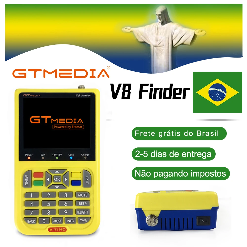 

GTMEDIA V8 finder Satellite finder DVB-S/S2 Tuner with 3.5 inch Monitor Dish Signal satFinder V-71 HD Receiver