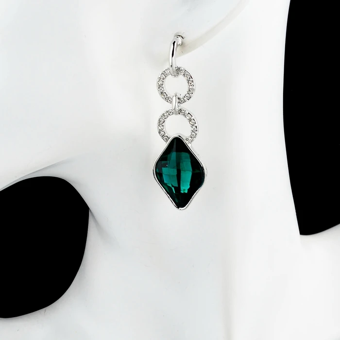 Серьги подвески женские серебряные с австрийскими кристаллами|dangling earrings for