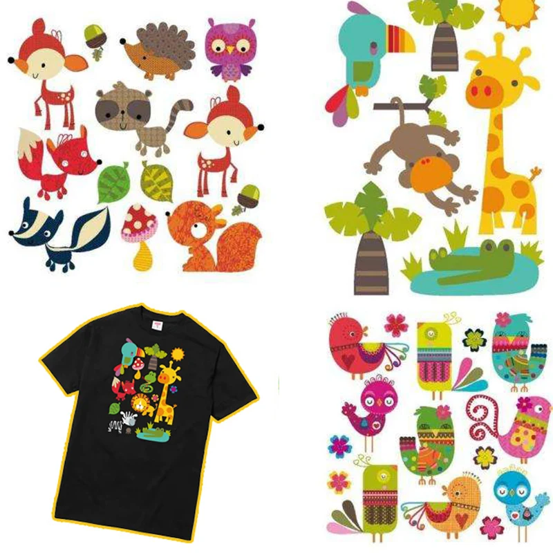 

Decoration Lovely Household DIY Animal Baby's Dress Clothes Patches Stickers Transfers Appliqued Cartoon Iron on Kids 1Sheet