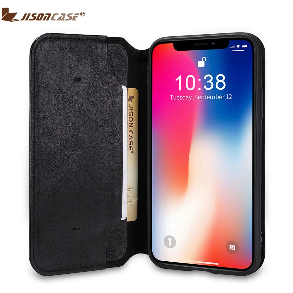

Jisoncase Mobile Phone Bags Cases For iPhone X 5.8" Leather Wallet Case With Card Slot Capa Fundas Business 2018 Cover For Sale