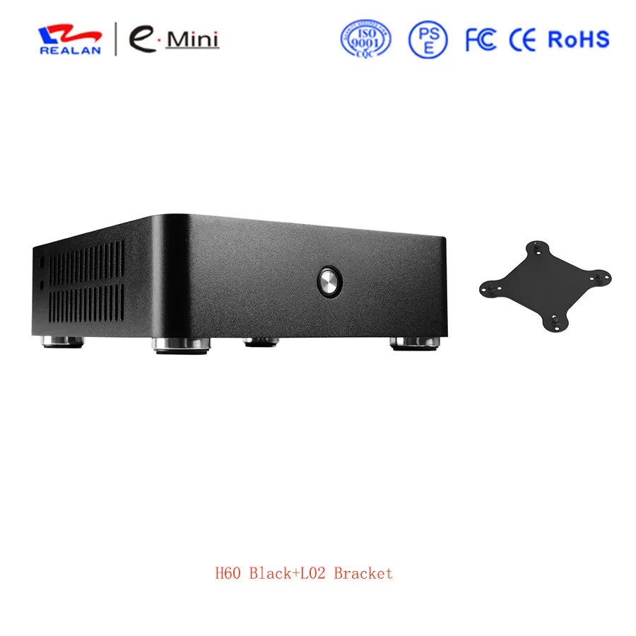 Realan H60 компьютерный чехол ПК с алюминиевым корпусом HTPC для mini ITX материнская плата без источника питания - Цвет: Black With L02