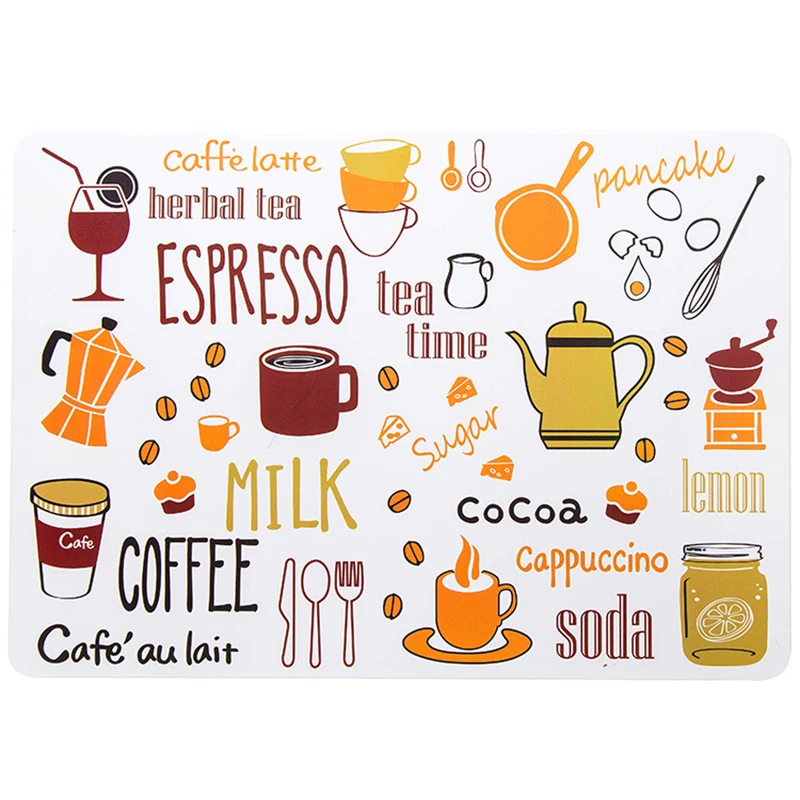Fork Spoon Printed Dinner Placemats PVC Western Pad Insulation Dinning Table Mat Kitchen Plate Pot Mat Computer Pad