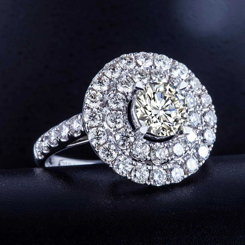 Роскошные ГИА алмаз Для женщин Обручение кольцо 1,51 + 2.272ct натуральный Ювелирные изделия с алмазами 18 К белого золота или платины