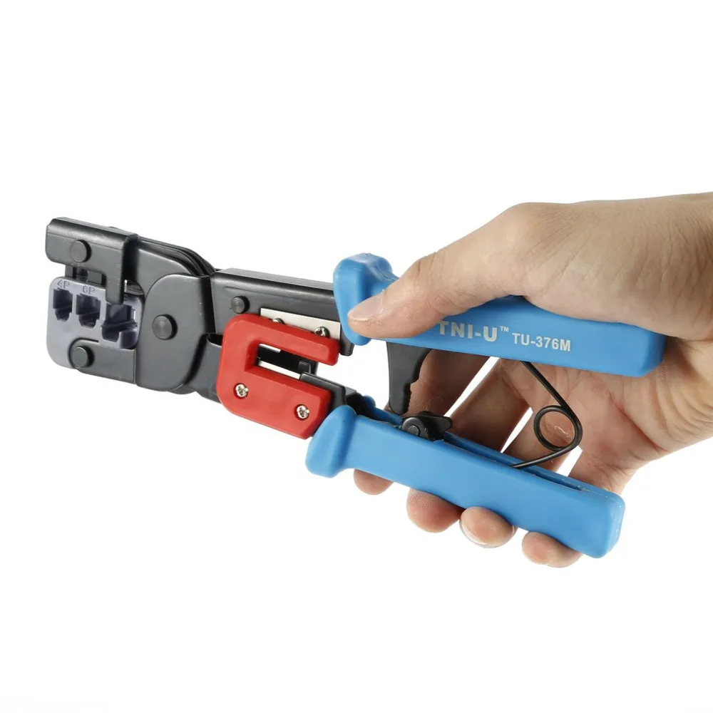 

TU-376M Modular Telecom Crimping Tool Network Cable Ratchet Crimping Pliers Strippers Tools for RJ45/RJ11/RJ9 6P DEC 4P 8P