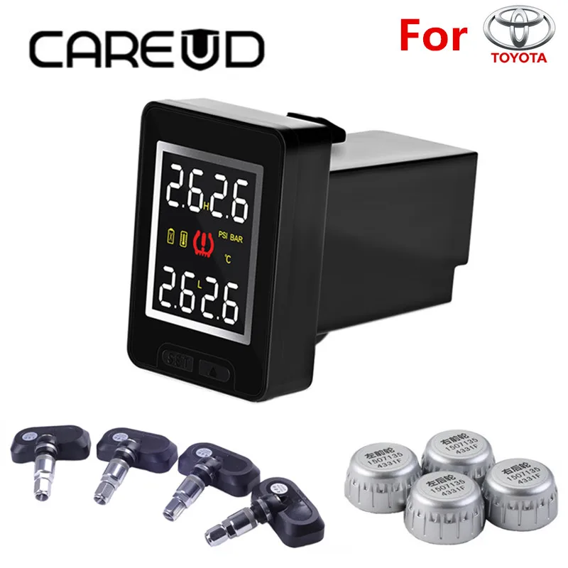 CAREUD U912 TPMS Tire Pressure Monitoring System Car Wireless Alarm Auto with 4 Sensors LCD Display