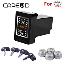 CAREUD U912 TPMS Tire Pressure Monitoring System Car Wireless Alarm Auto with 4 Sensors LCD Display Embedded Monitor for Toyota