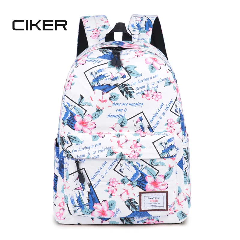 CIKER Casual Women Flower Printing Backpack School Air Cushion Straps