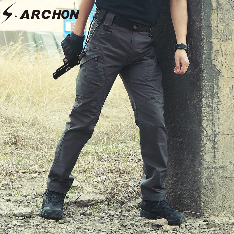Günstige S. ARCHON IX9 Stadt Military Tactical Cargo Hosen Männer SWAT Kampf Armee Hose Männlichen Casual Viele Taschen Stretch Baumwolle Hosen XXXL