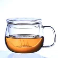 Бренд 2 размера, не содержит свинца, ручная работа, стеклянная термостойкая чашка для чая, кофе, напитков с ручкой, с крышкой, фильтр, изолированный, прозрачное стекло, посуда для напитков
