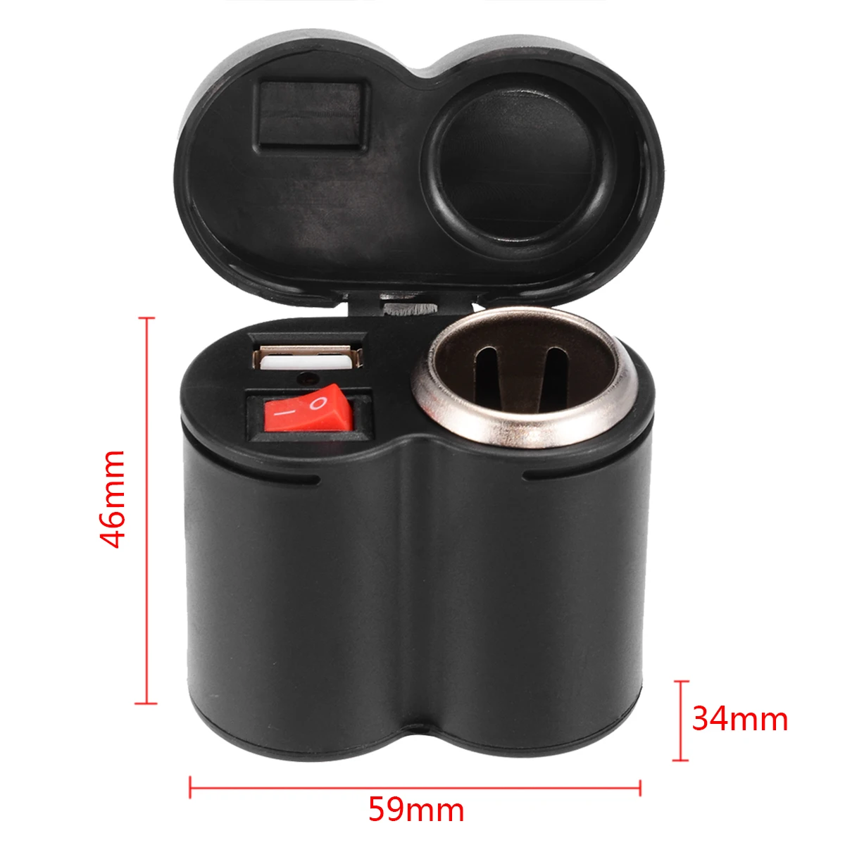 1pc 12V Motorbike Motorcycle Handlebar Cigarette Lighter Power Adapter Charger With 5V/1.5A USB Socket Waterproof Switch Cover
