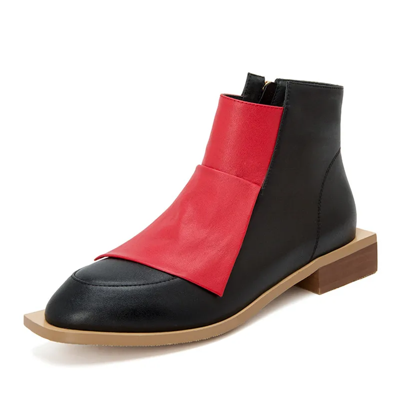 FEDONAS/качественные разноцветные женские ботильоны из натуральной кожи; классические ботинки «Челси» с круглым носком; высокая обувь; женские полусапожки - Цвет: Черный