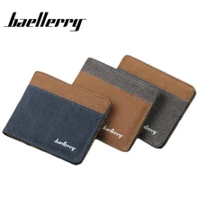 

2fold Mens Slim Wallet Splice Color Wallet Retro Canvas purse short men's wallet card package