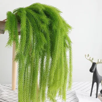 

1pc 80cm Artificial Vine Greenery Garland Fake Vines Pine Tree Green Leaves In Snow For Christmas Wall Hanging Artificial Plants