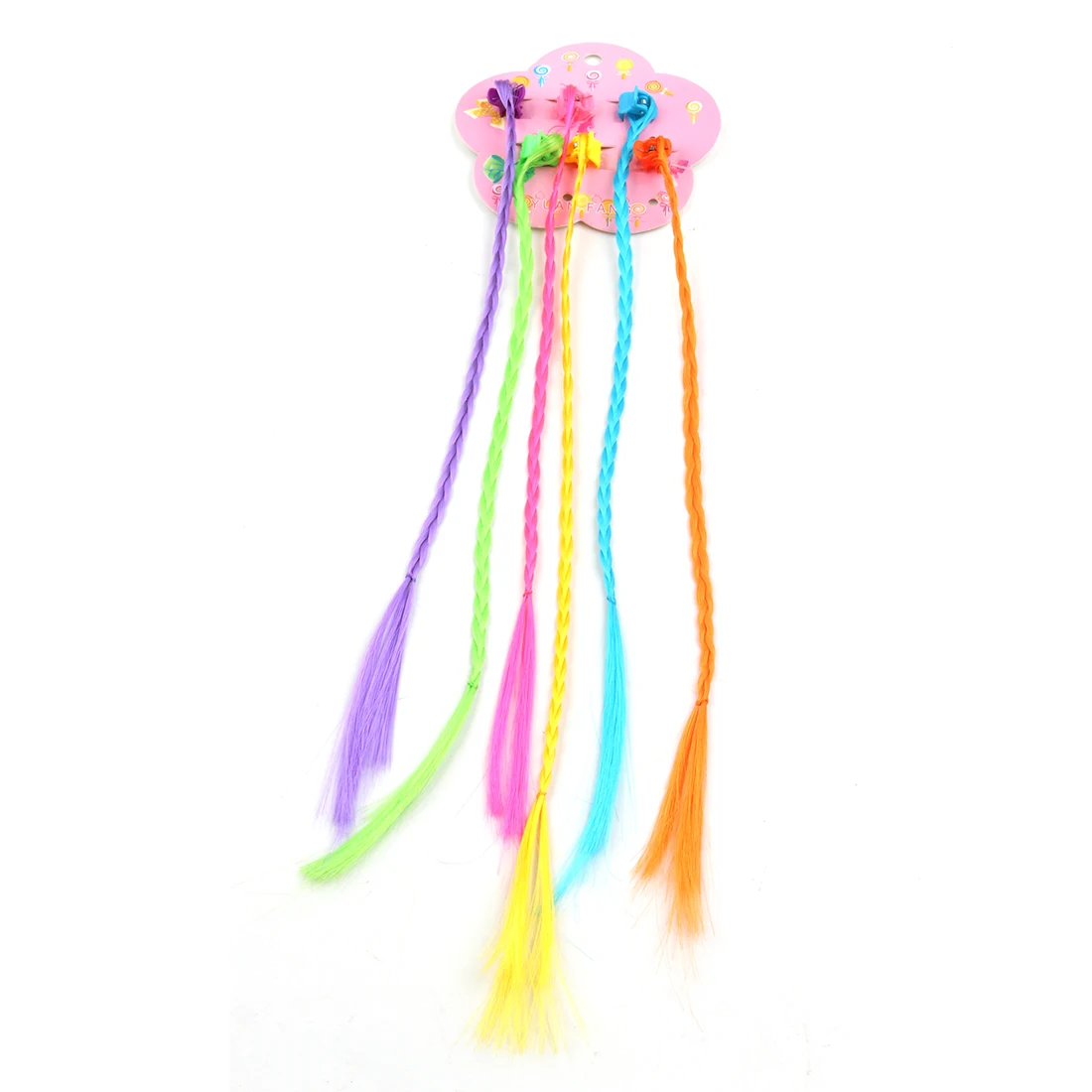 

6pcs/set Girls Braids Wigs Hairclips Multi-color Twist Kids Popular Cute Hair Accessories Headwears Hairs Stickers Hairgrips