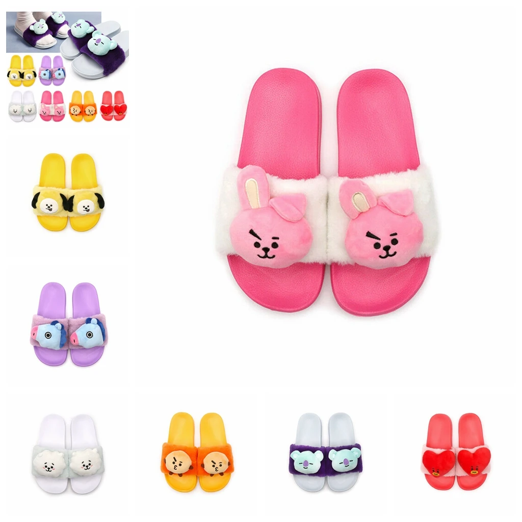 

XINTOCH Bangtan Boys Half Slipper Plush Toys TATA RJ CHIMMY COOKY MANG SHOOKY KOYA Soft Indoor Shoes Summer KPOP Drop Shipping