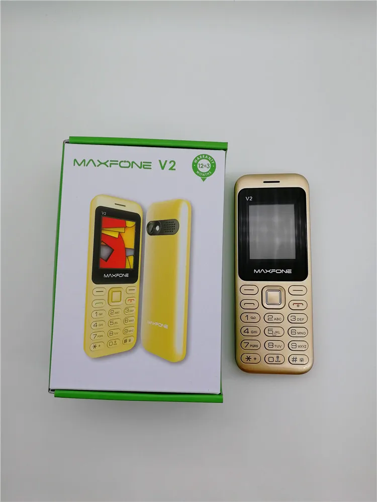 Maxfone V2, кнопочный сотовый телефон с экраном 1,77 дюйма, две sim-камеры, Bluetooth, большой фонарь, FM, дешевый бар, мобильный телефон