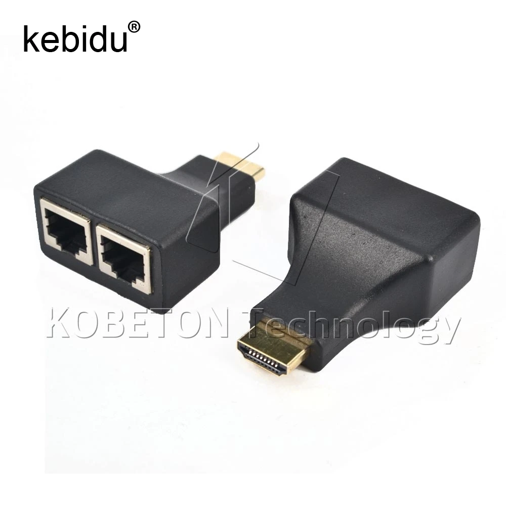 

1 Pair HDMI To Dual Port RJ45 Network Cable Extender by Cat 5e / 6 Cable Up to 30Meters Full HD 1080P D32 for HDTV HDPC STB