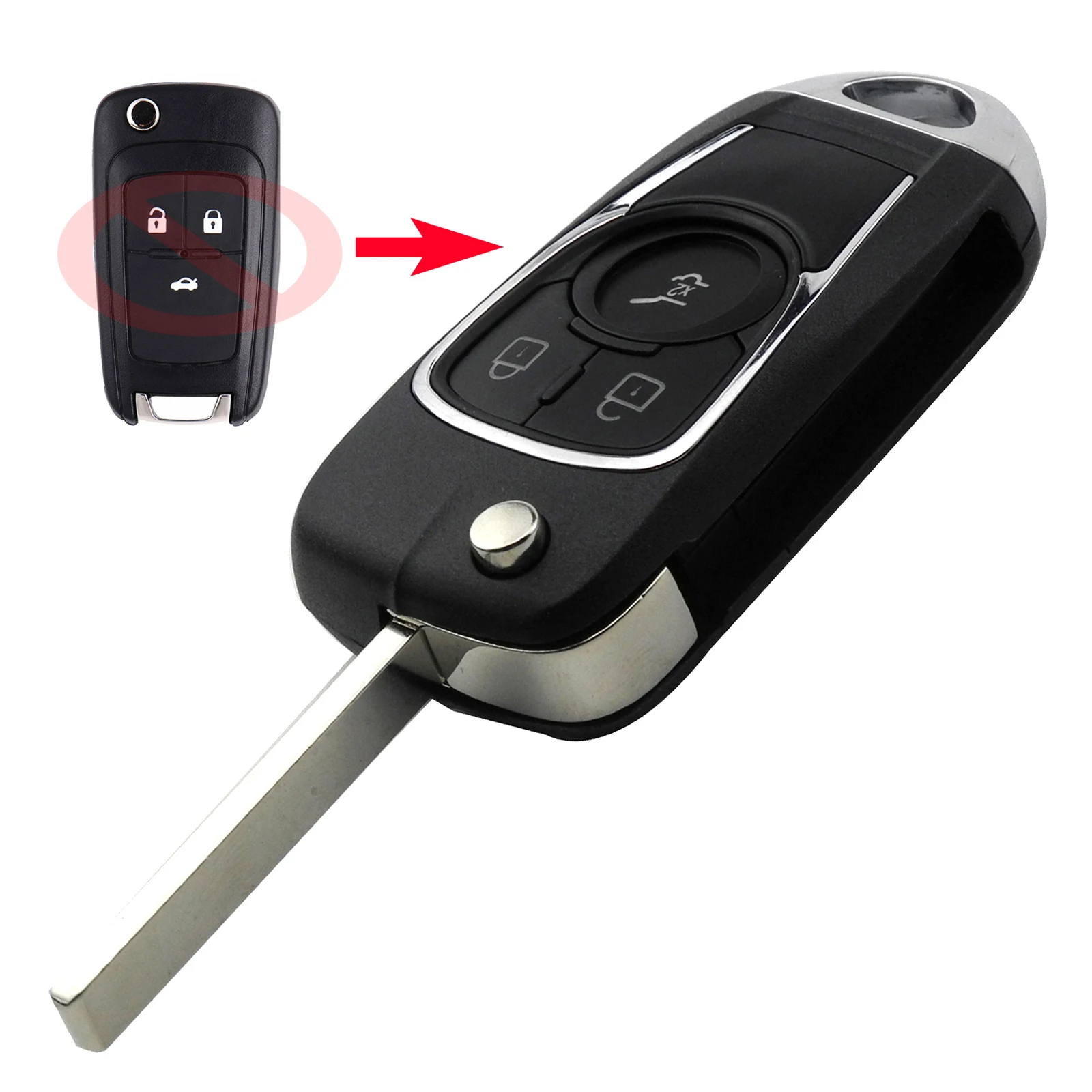 Jingyuqin корпус автомобильного ключа дистанционного управления для Opel Vauxhall Astra J Corsa E Insignia Zafira C для Chevrolet Aveo Cruze Buick HU100 чехол для ключей - Количество кнопок: 3 Кнопки