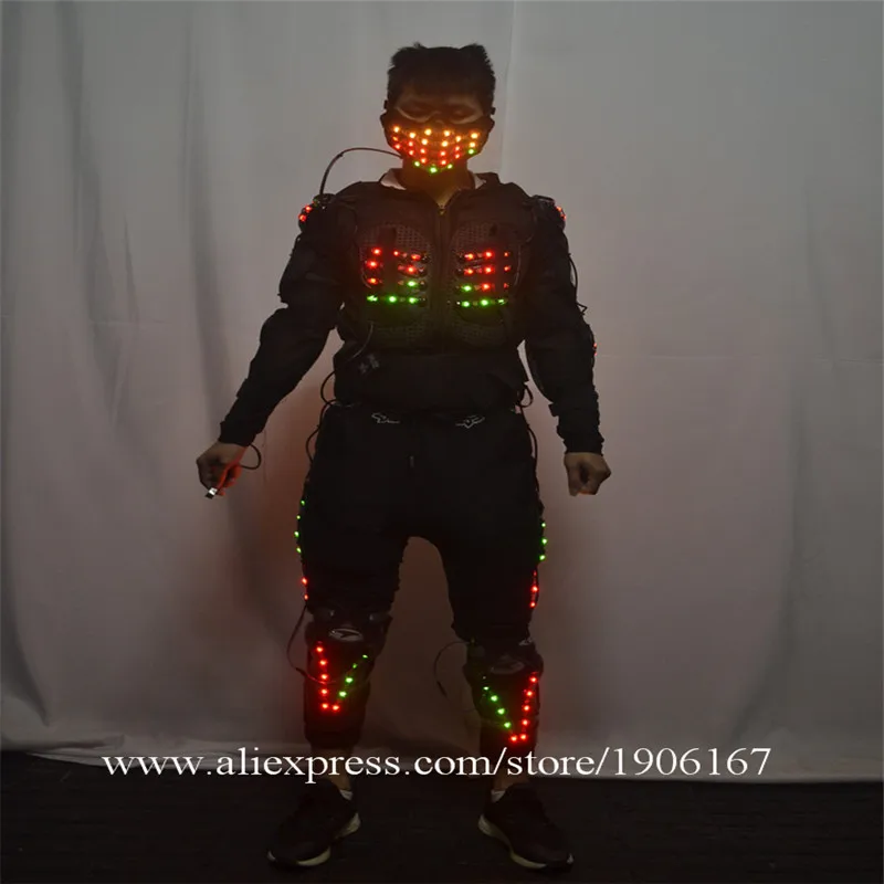 New arrived RGB color LED armor LED Suits Robot Costume LED Luminous Clothing For Night Clubs Party KTV02