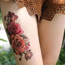 Большой цветок розы боди арт свадьба водонепроницаемый временные сексуальные бедра татуировки Роза для женщин Шрам Татуировки наклейки 9*19 см