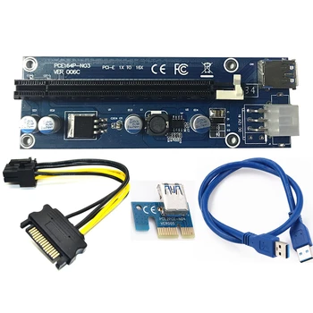 

ALLOYSEED 60cm USB 3.0 PCI-E Extender Riser Card PCI Express 1X to 16X Motherboard with SATA Power Cord Wire for Bitcoin Mining
