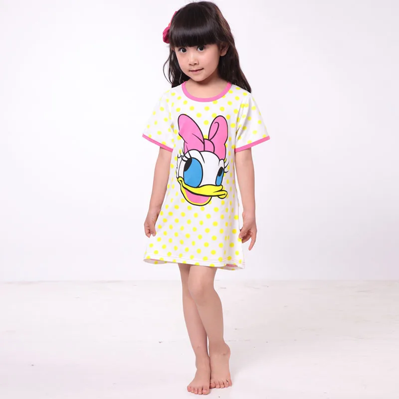 2015 New Kid's Girl Sleepwear Night Wear Child Summer Nightgown Cotton