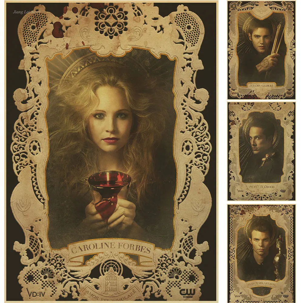 Ретро плакат Дневники вампира матовая крафт-бумага ВИНТАЖНЫЙ ПЛАКАТ фильм ретро плакаты домашний декор