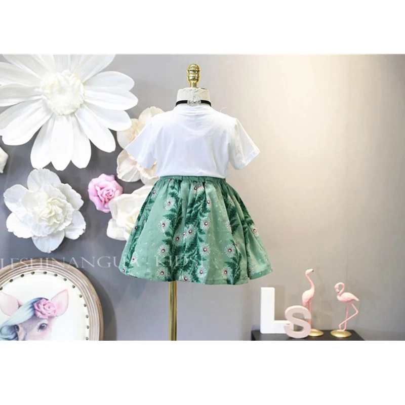 Kids Girls Clothing Sets 2019 Summer Girls Clothes Three-dimensional Flower T-shirt+Skirts Children Girls Clothing Sets For 3-7Y Kids Girls Clothing Sets 2019 Summer Girls Clothes Three-dimensional Flower T-shirt+Skirts Children Girls Clothing Sets For 3-7Y