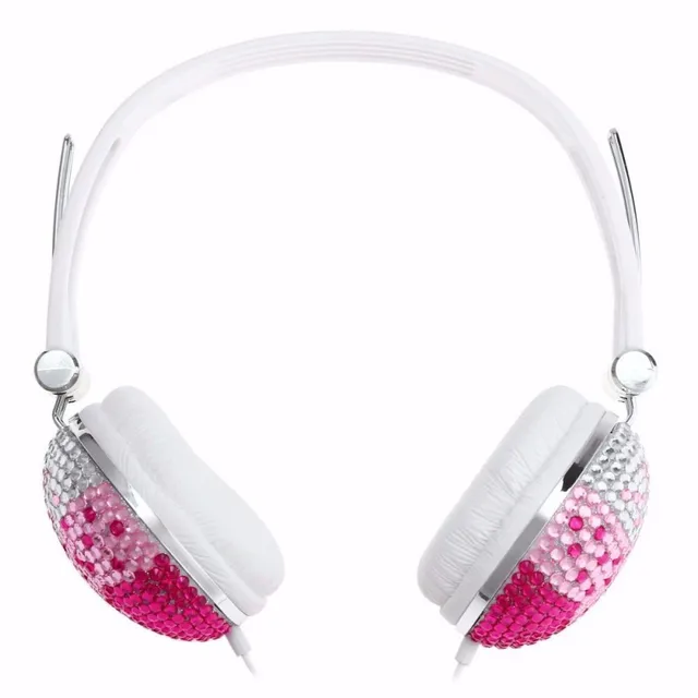 Artificial Shiny Crystal Rhinestone Bling Headphones Portable Fashion