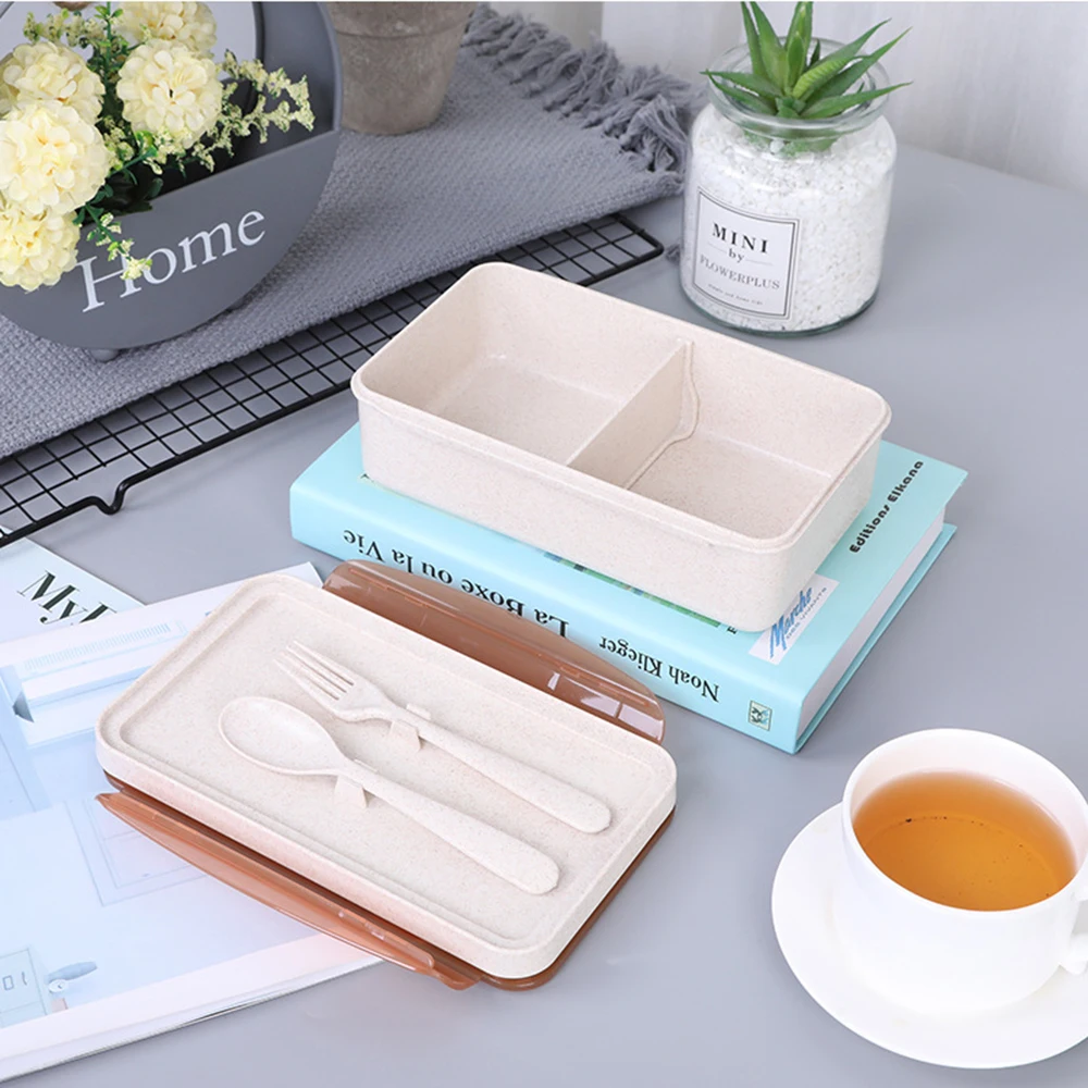 Hoomall пшеничный соломенный Ланч-бокс для микроволновой печи Bento box качественный детский портативный контейнер для хранения еды герметичный Ланч-бокс с ложками вилками