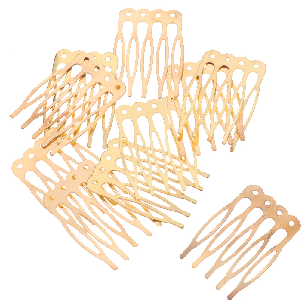 

Lot 10pcs 5-Teeth 10-Teeth Metal Blank DIY Silver Gold Bronze Hair Side Combs Clips Craft Women Hair Accessory