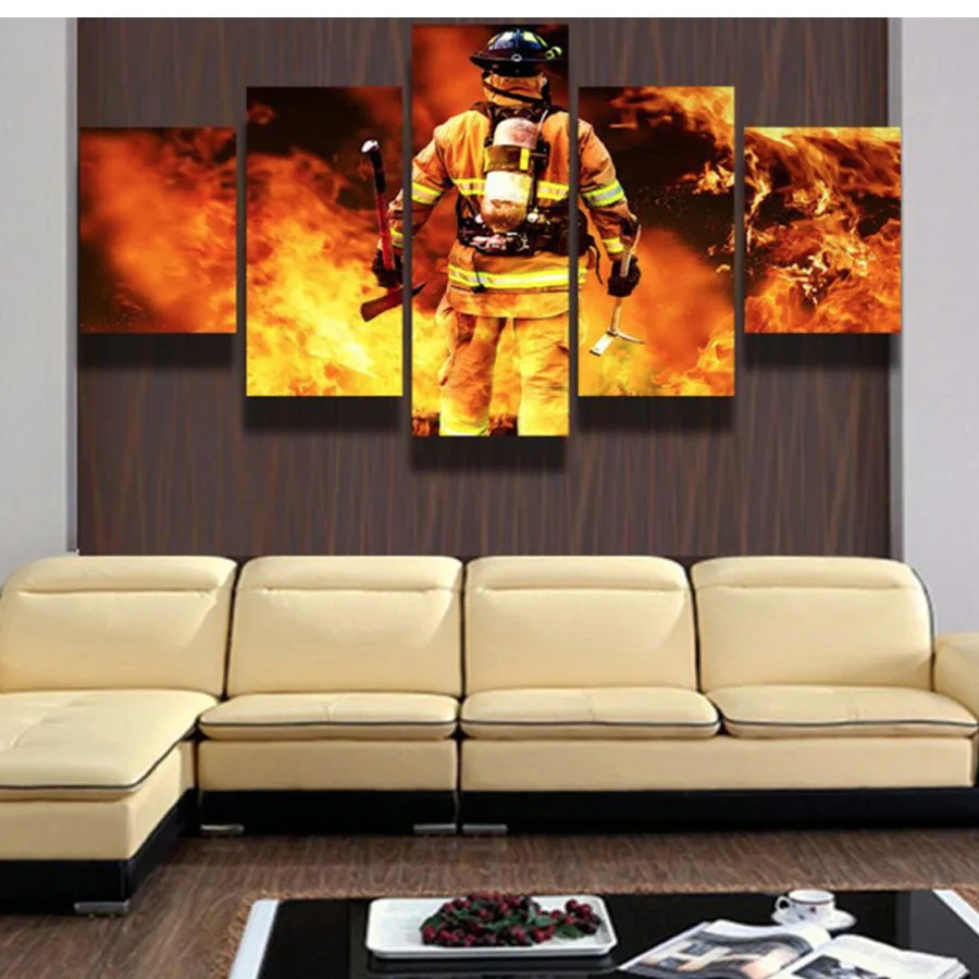 

Diamond mosaic needlework 5pcs 3d diy diamond painting Fireman firefighter cross stitch full square 5d diamond embroidery JS2091