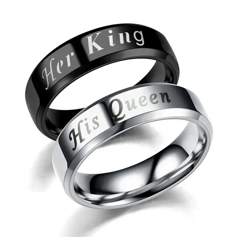 YAKAMOZ ее король и его королева парные кольца из нержавеющей стали для женщин мужчин свадьба обручение ювелирные изделия Anillos аксессуары