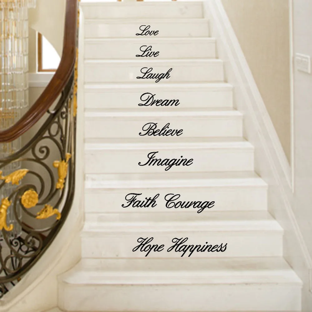 

Wall Sticker Live Laugh Love Dream Believe Imagine Faith Courage Hope Happiness Decal Removable Wall Stickers Stair Decor K20