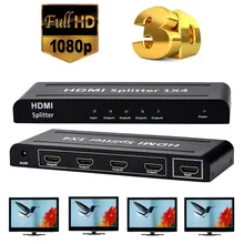 Best Price 1080P 4 Way HD HUB 1×4 HDMI 3D Splitter Amplifier Switcher Power Supply For HDTV Free Shipping High Speed Cable NOM02