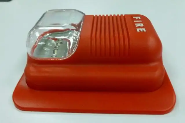 Fire Alarm Siren Red Sound and White Flash Light for Fire Safety Systems