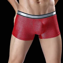 Ice Silk дышащее Мужское нижнее белье Горячие пикантные трусы-боксеры для мужчин черный фиолетовый розовый красный серый цвет