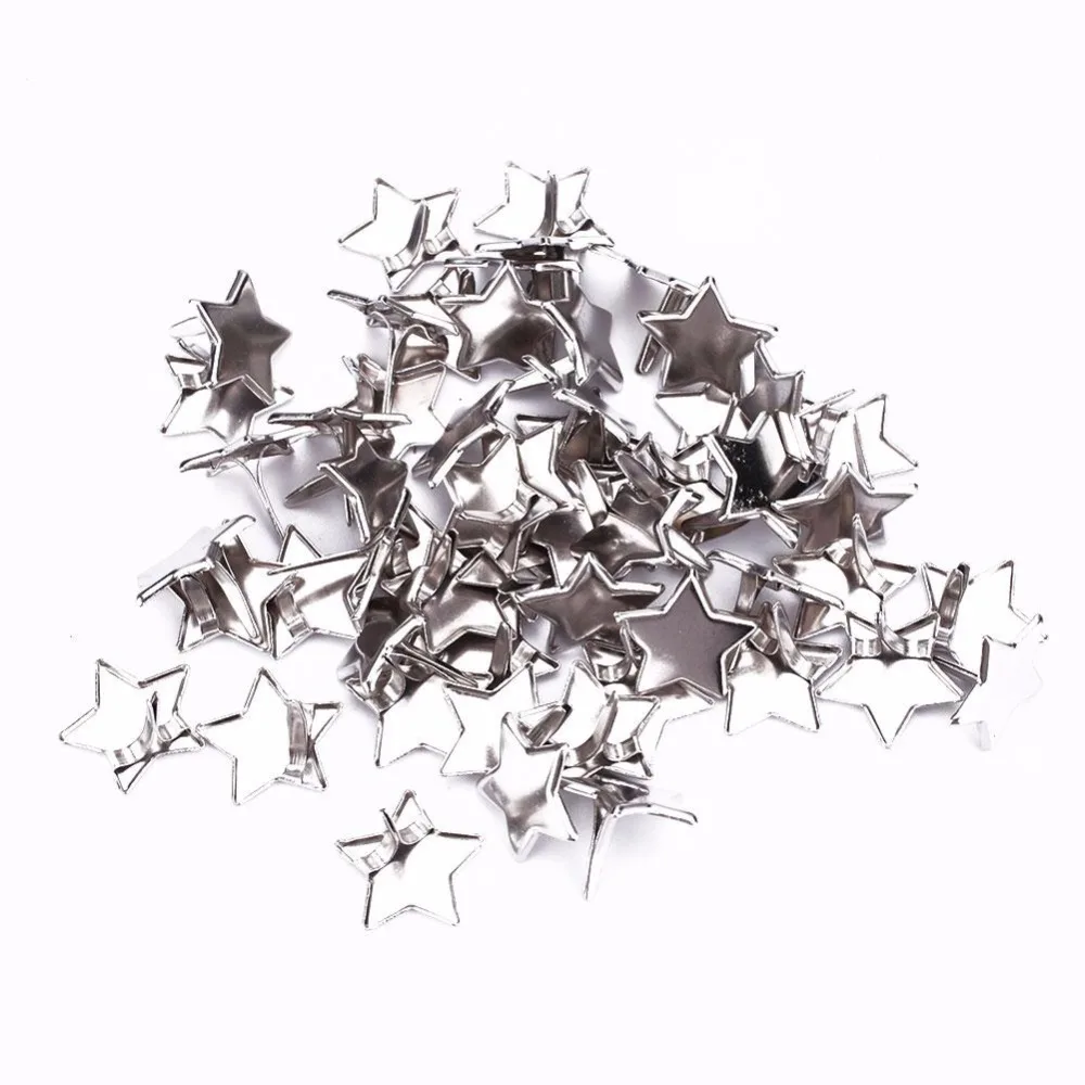 SOLEDI 50PCS Silver Color Five Pointed Star Metal Brads Rivets Fastener Embellishment Christmas Party Decor Xmas Lights DIY Tool | Дом и сад