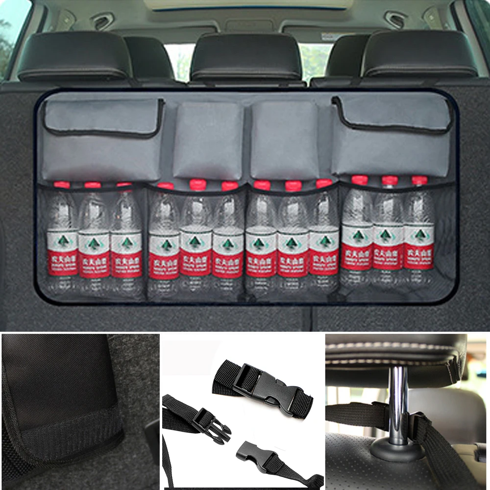 

High Capacity Car Trunk Organizer Car-styling Stowing Tidying Backseat Storage Bag Net Pocket Auto Seat Back Organizer Multi-use