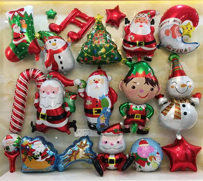 

Merry Christmas Tree Santa Claus Snowman Bell Elk Sled Sock Cane Foil Balloons Xmas Home Party Decoration Inflatable Balloon Kid