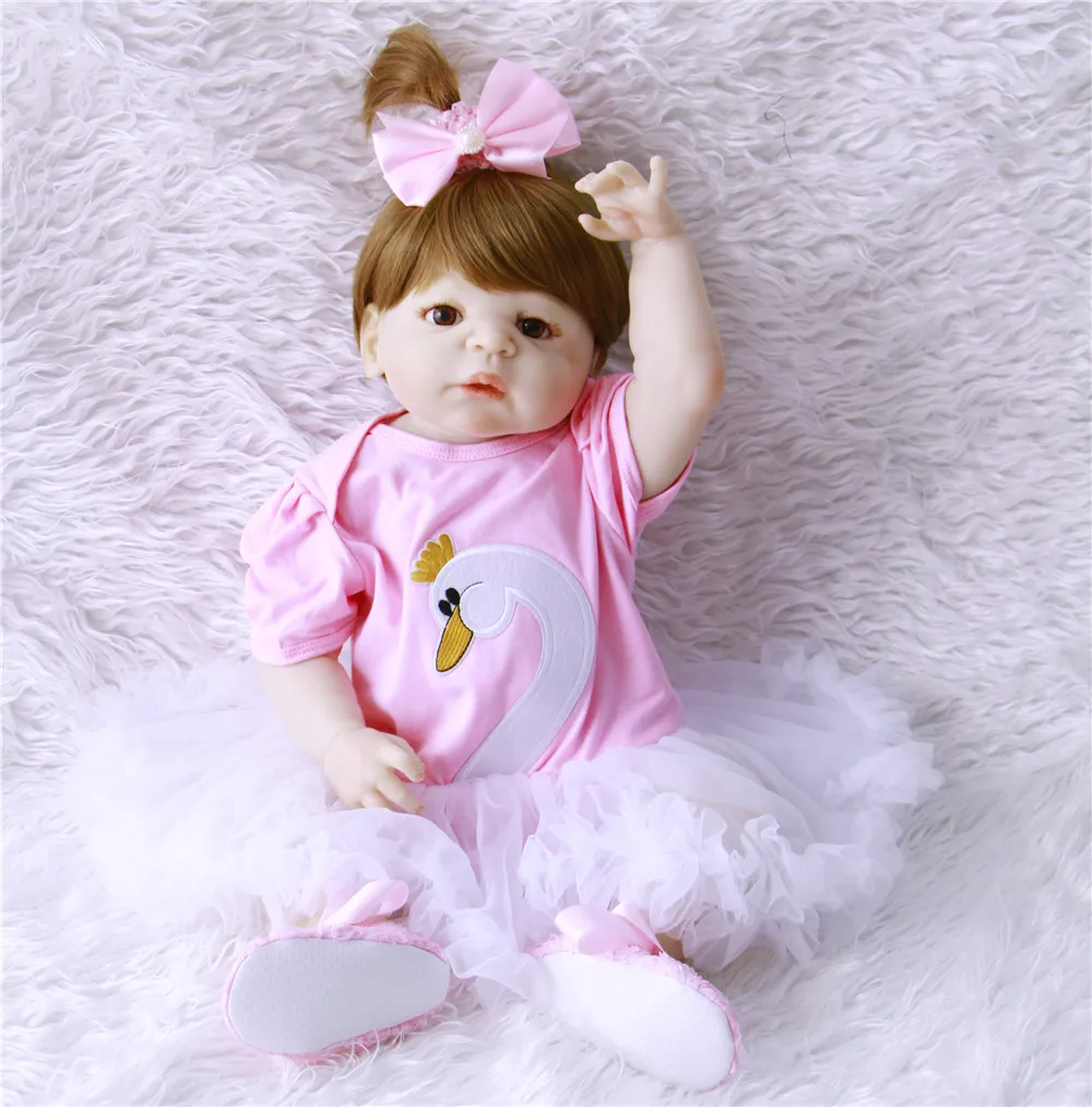 

New arrivals 23" 57cm Full silicone reborn babies cool stylish realistic girl doll as kids bebe alive birthday gift brinquedos