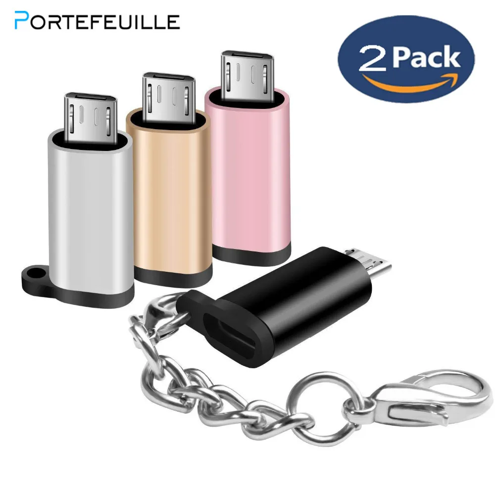 Адаптер OTG от Portefeuille 2 шт. Micro USB к C алюминиевый конвертер USB-Type usb-кабель для